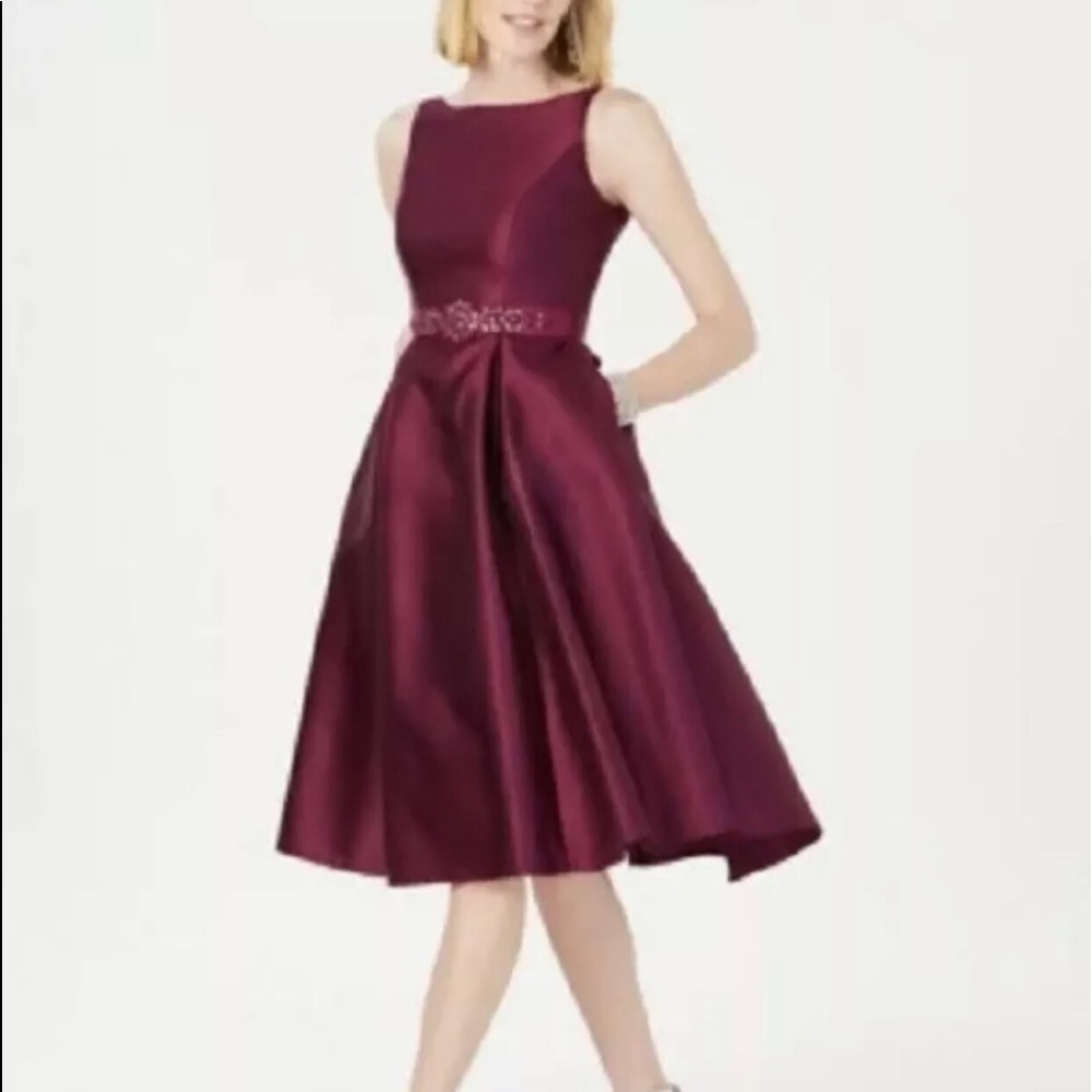 Adrianna Papell Embellished Satin Mikado Dress